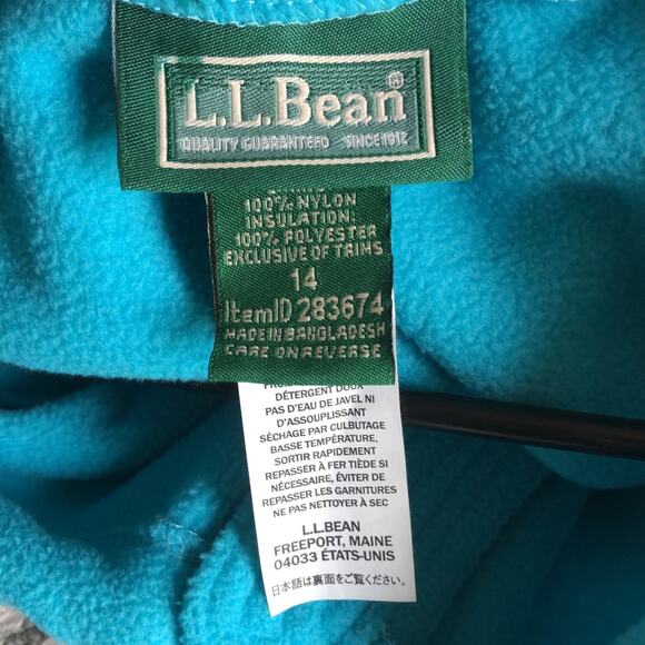 L.L. Bean Zip Up Snow Suit blue & green size 14 fleece lined - Picture 12 of 15